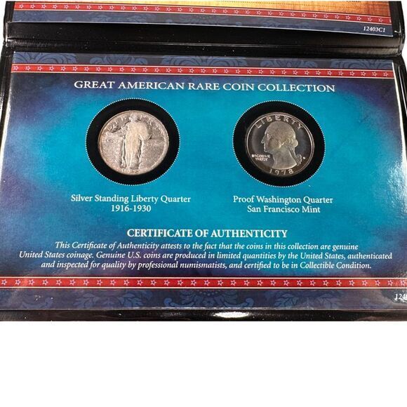 Great American Rare Coin Collection Silver Standing Liberty & Washington Quarter - Picture 3 of 6